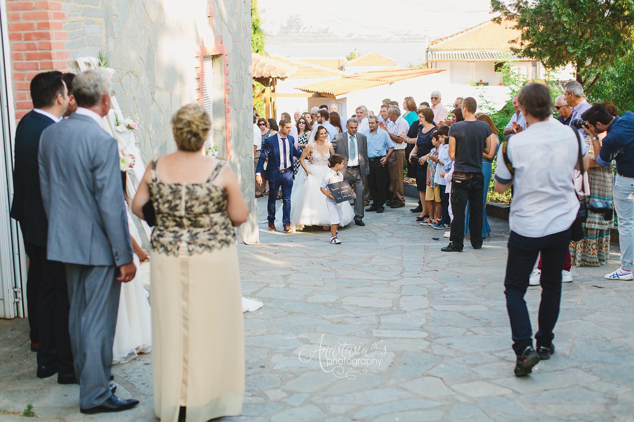 Greek wedding in streets of northern Greece near Sklithro, Greece. 