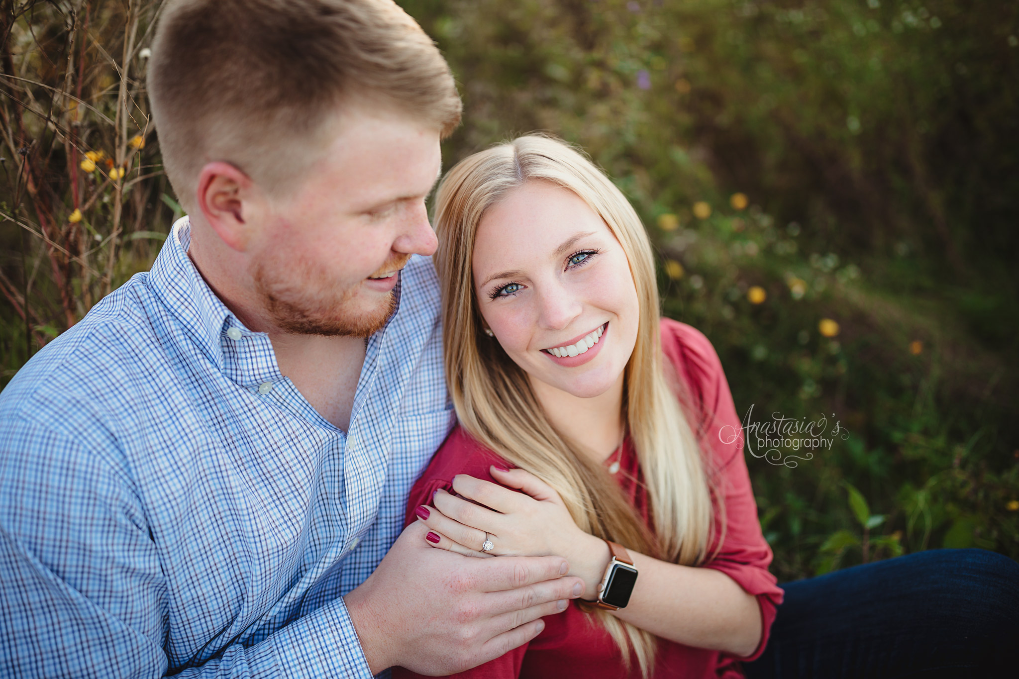 Rochester engagement couple session on their Rochester property and so in love