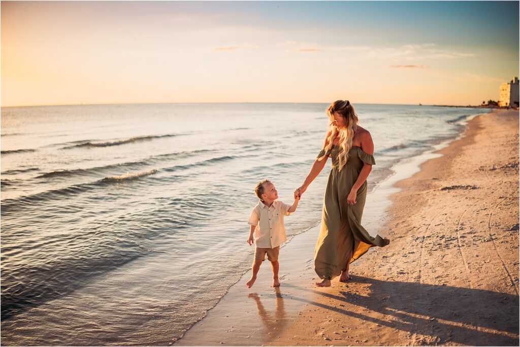 St. Pete beach sunset family photo session